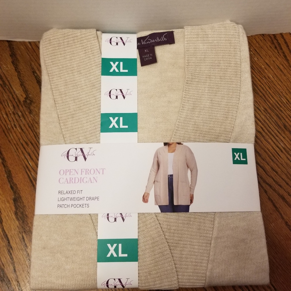 NEW with TAGS open front Cardigan cream color size XL